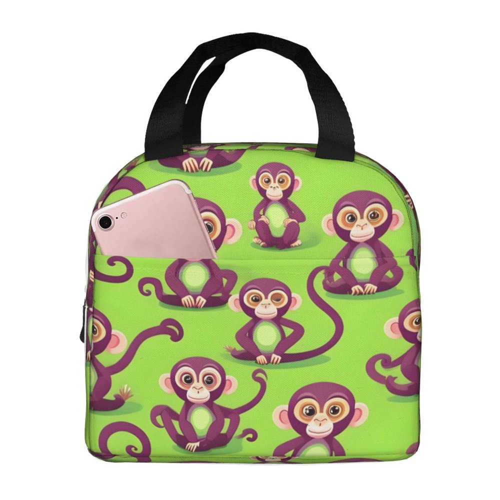 DJnni Green Clever Monkey Lunch Bag for Men and Women, Leakproof, Reusable, Insulated Lunch Tote for Work and Outdoor Use