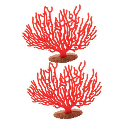 ibasenice Realistic Red Coral Ornaments, 2-Piece Plastic Set