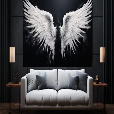 5D Diamond Painting Kit for Adults, White Wings, 60 x 120 cm