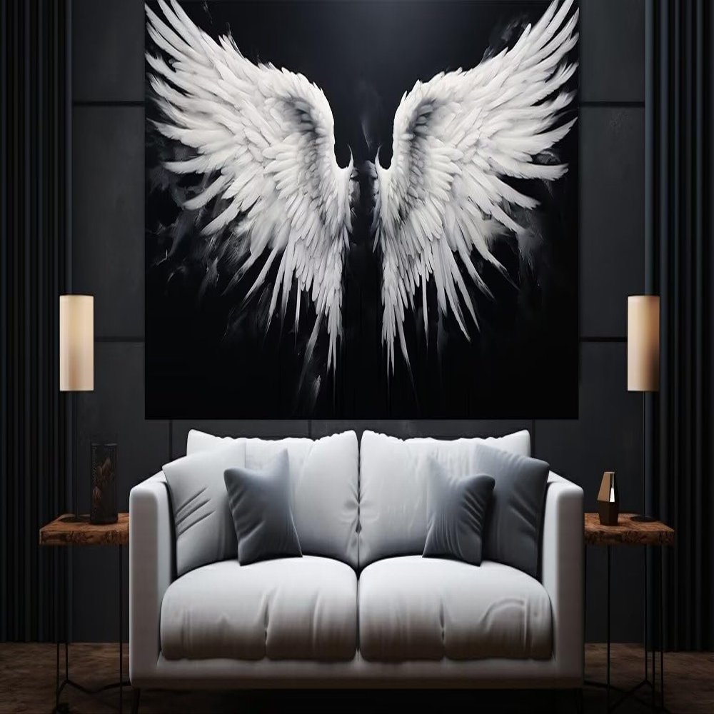 5D Diamond Painting Kit for Adults, White Wings, 60 x 120 cm