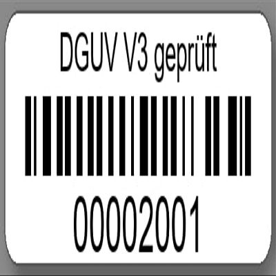 DGUV Inspection Labels 40 x 15 mm, Code 128B, 1,000/Roll, 8-Digit, 00002001–00003000