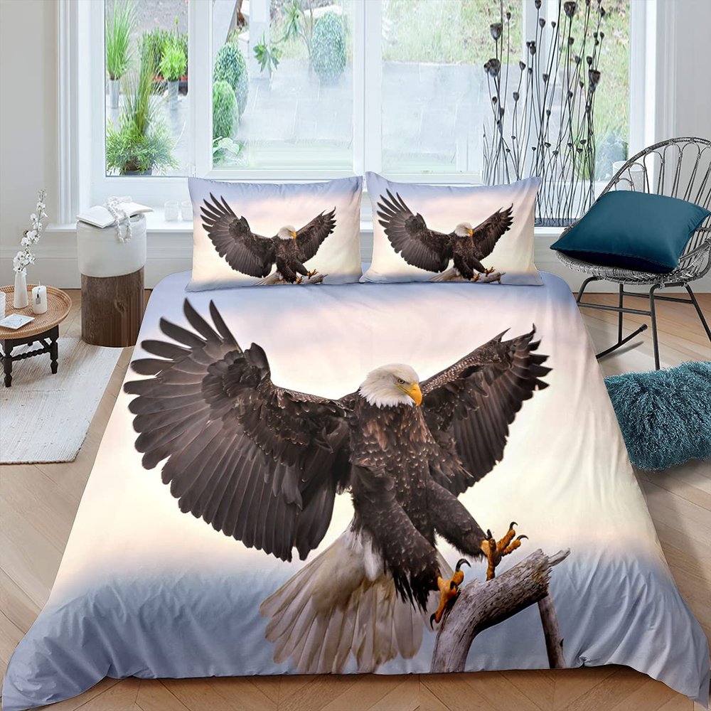 NDXRWDZR Gray Sea Eagle Duvet Cover Set, 220 x 240 cm