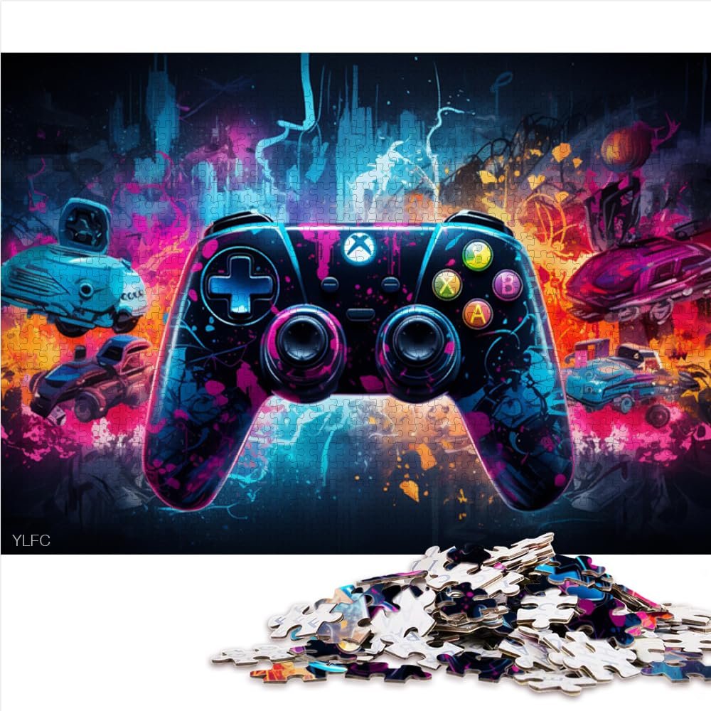 1000-Piece Starry Night Gamepad Puzzle for Adults and Kids, Wooden Puzzle, 50 x 75 cm