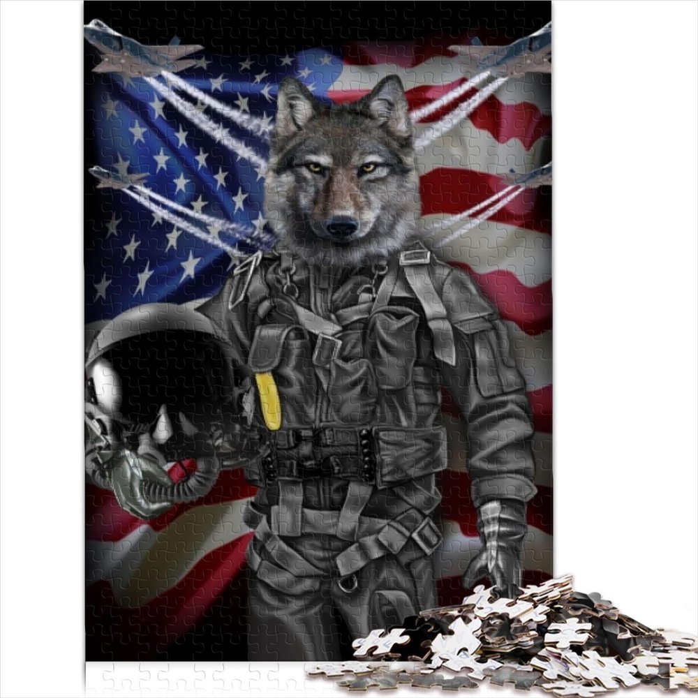 Challenging Gray Wolf in the Air Force Puzzle, 1,000 Pieces, 26 x 38 cm