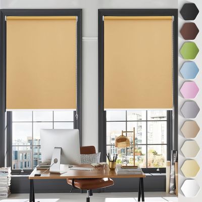 No-Drill Blackout Roller Blind 115 x 140 cm, Cream