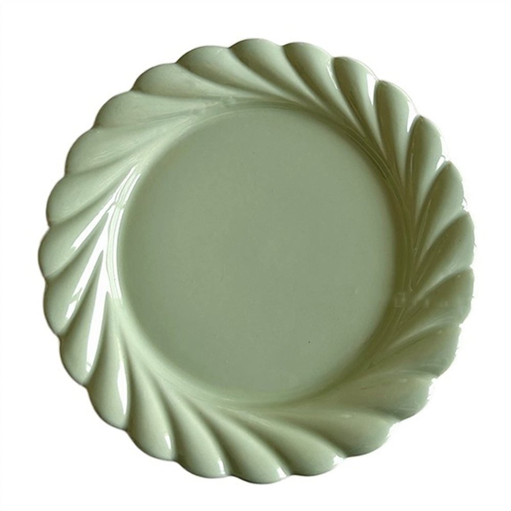 HEXEH Vintage Green Reusable Ceramic Dining Plate