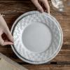 Vintage White Ceramic Plaid Dinner Plate view 4