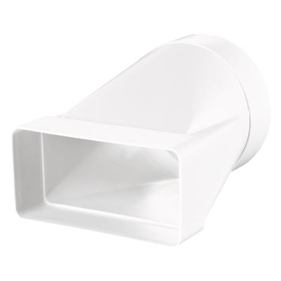 Flat Duct Ventilation Fitting, Round-to-Rectangular Transition, 220 x 90/150 mm, White