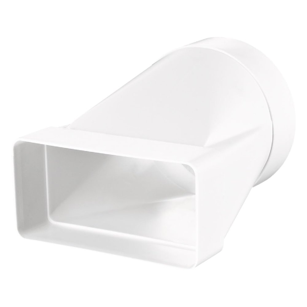 Flat Duct Ventilation Fitting, Round-to-Rectangular Transition, 220 x 90/150 mm, White