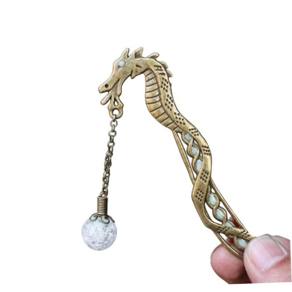 Shiny Alloy Dragon-Shaped Bookmark, Gold