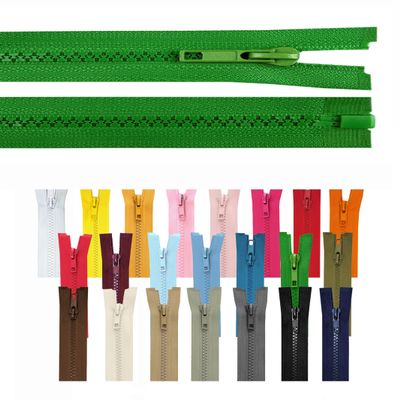 Separable Jacket Zipper, Plastic Teeth, 5 mm, Green, 75 cm