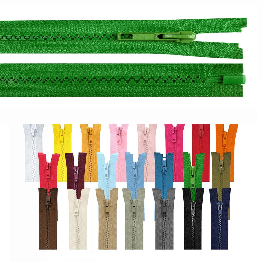 Separable Jacket Zipper, Plastic Teeth, 5 mm, Green, 75 cm