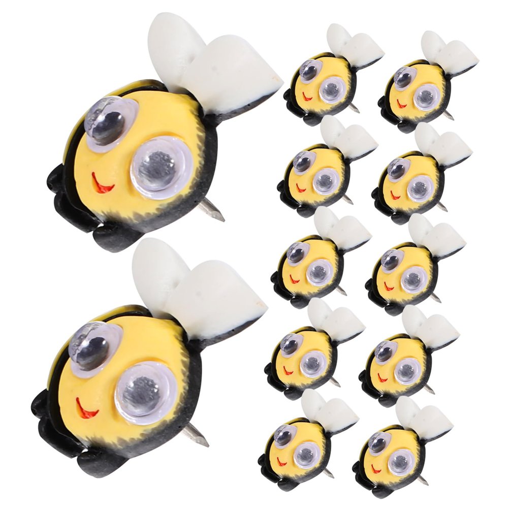 Multifunctional Bee-Shaped Thumbtacks, 20 Pieces, Resin and Alloy