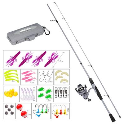 YIWENG 1.82 m Carbon Fishing Rod and 5.2:1 Reel Combo Set with Hooks and Lures