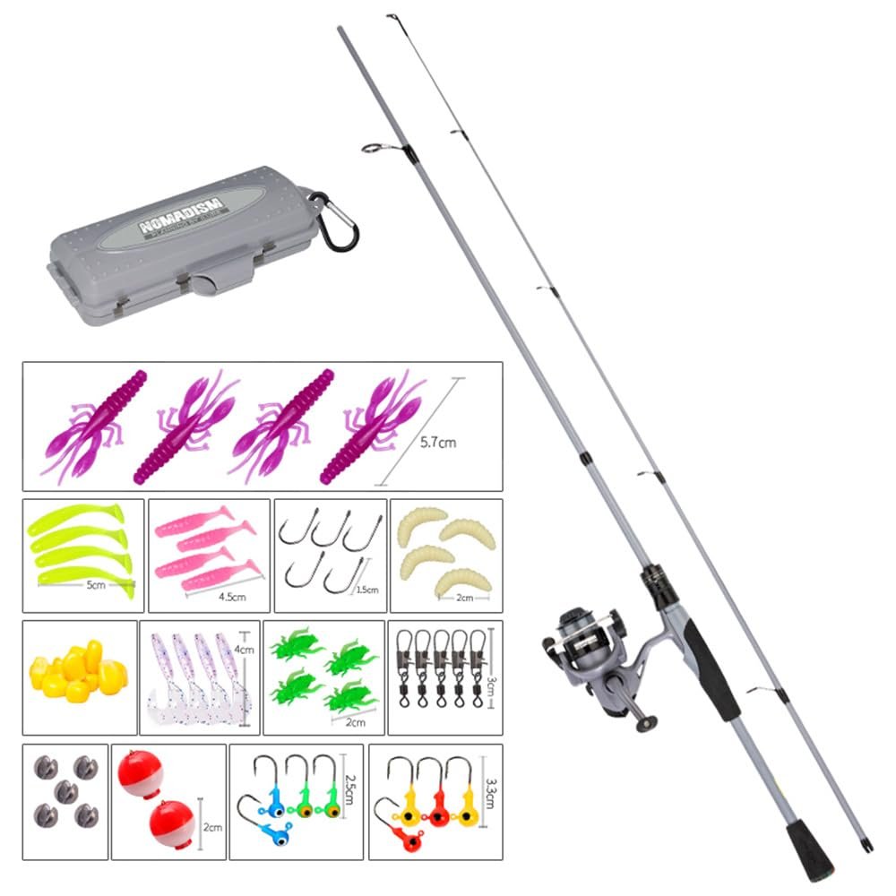 YIWENG 1.82 m Carbon Fishing Rod and 5.2:1 Reel Combo Set with Hooks and Lures
