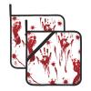 Bloody Handprint Print Pot Holders, Heat-Resistant Oven Potholders with Pocket view 1