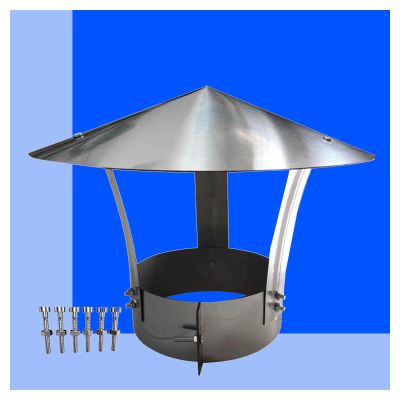 Conical Stainless Steel Chimney Cap, Adjustable Rain Cap, 14 × 30 cm