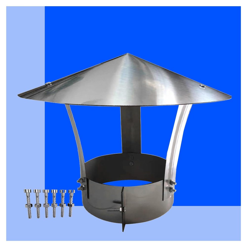 Conical Stainless Steel Chimney Cap, Adjustable Rain Cap, 14 × 30 cm
