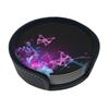 Pink and Purple Butterfly Absorbent Leather Coasters with Holder, 6-Piece Set view 1