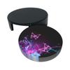Pink and Purple Butterfly Absorbent Leather Coasters with Holder, 6-Piece Set view 3