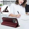 FERLAN Case for Huawei Nova 11, Lychee Leather, Card Holder, Magnetic Closure, Stand, RFID Blocking, Wine Red view 2