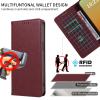 FERLAN Case for Huawei Nova 11, Lychee Leather, Card Holder, Magnetic Closure, Stand, RFID Blocking, Wine Red view 3