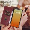 FERLAN Case for Huawei Nova 11, Lychee Leather, Card Holder, Magnetic Closure, Stand, RFID Blocking, Wine Red view 4
