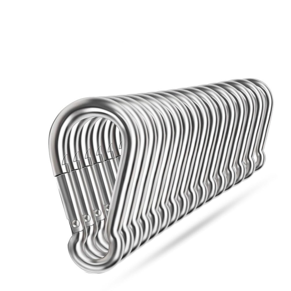 Ekunbuy 304 Stainless Steel Carabiner Clips, 40 mm M4, 16-Pack