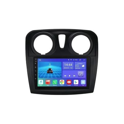 9-Inch Android 12 HD Double-DIN Radio for Renault Logan 2/Sandero 2 (2014–2019) with GPS Navigation, Wireless CarPlay, Android Auto, Bluetooth, Mirror Link and Backup Camera (Color: B)