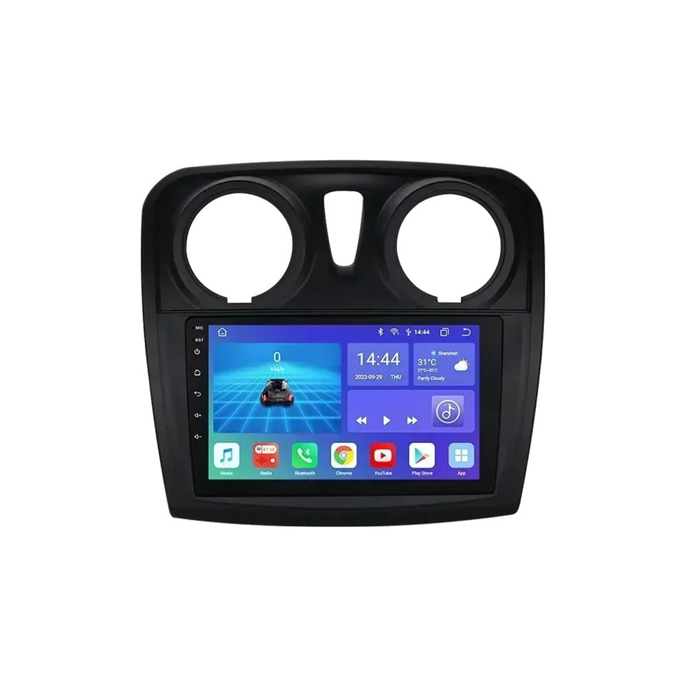 9-Inch Android 12 HD Double-DIN Radio for Renault Logan 2/Sandero 2 (2014–2019) with GPS Navigation, Wireless CarPlay, Android Auto, Bluetooth, Mirror Link and Backup Camera (Color: B)