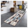 Siunwdiy Beige and Blue Geometric Runner Rug, 50 x 240 cm, 7 mm view 1
