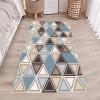 Siunwdiy Beige and Blue Geometric Runner Rug, 50 x 240 cm, 7 mm view 2