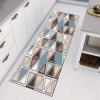 Siunwdiy Beige and Blue Geometric Runner Rug, 50 x 240 cm, 7 mm view 3