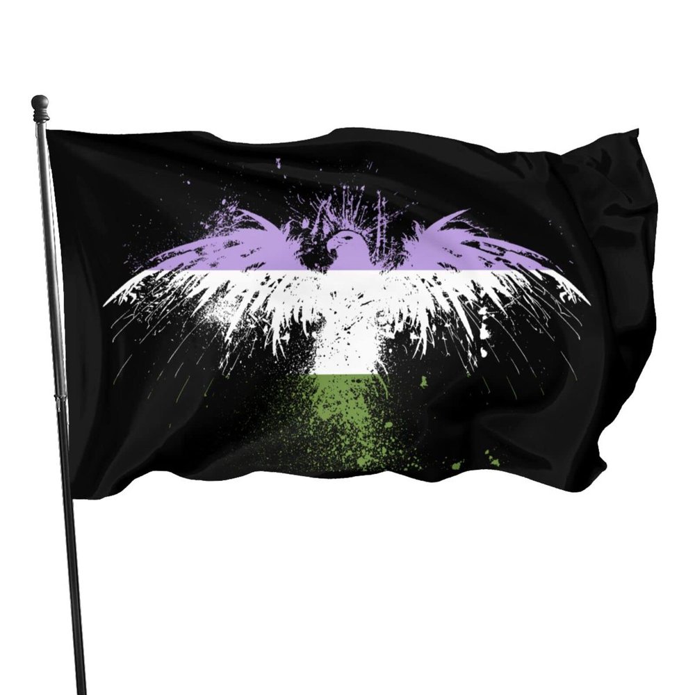 Eagle Genderqueer Flag, 90 x 150 cm, Vibrant Colors, UV-Resistant Banner for Indoor and Outdoor Use