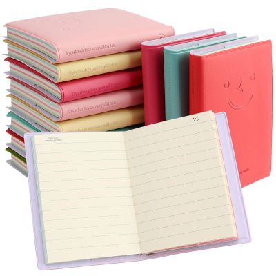 MOUYAT 12-Pack Mini Smiley Notebooks, 100 Sheets, Faux Leather Cover, 6 Colors, 8 x 10 cm
