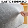 Stretch Velvet Bed Headboard Cover, Brown/Gray, for 160/180/200 cm Beds view 4