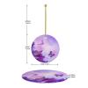 Purple Flower Printed Round Ceramic Christmas Tree Ornament view 3