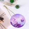 Purple Flower Printed Round Ceramic Christmas Tree Ornament view 4