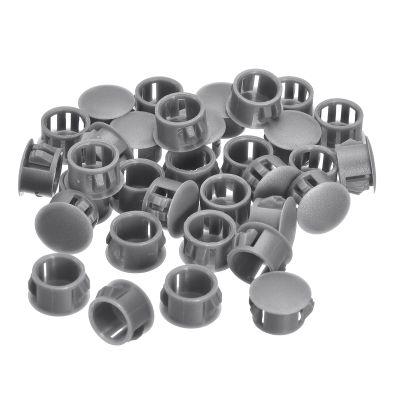 QUARKZMAN 15 mm Hole Cover Caps (19/32"), 36 Pack, Flat Round Snap-In Plugs for Furniture, Gray