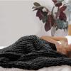 Amunpitic Chunky Knit Chenille Blanket, Soft Cozy Throw for Couch, Bed, Sofa, and Home Decor, Black, 100 x 100 cm view 1