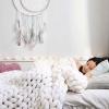 Amunpitic Chunky Knit Chenille Blanket, Soft Cozy Throw for Couch, Bed, Sofa, and Home Decor, Black, 100 x 100 cm view 3