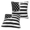 Jmorco American Flag Pillow Covers, Soft Decorative Square Covers, 12 x 12 in, Black/White, 2-Pack view 1