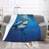 Ocean Shark Print Blanket, Ultra-Soft Warm Fleece Throw, Lightweight Flannel Blanket, 50" x 40" view 2
