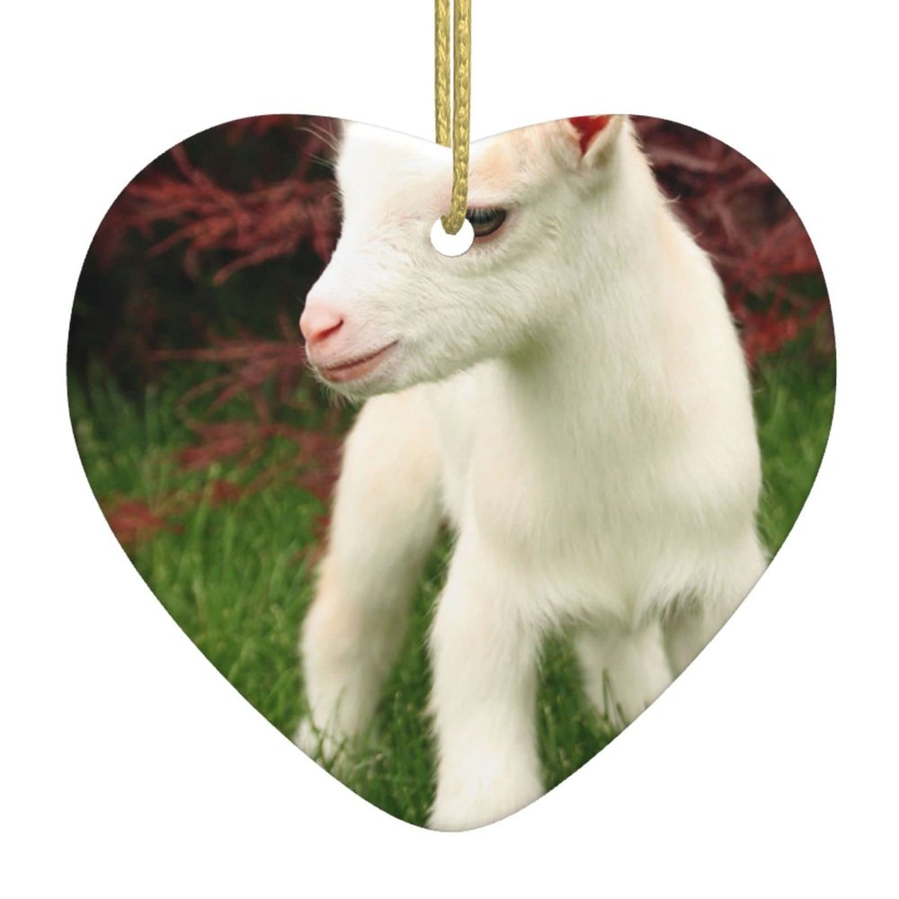 Goat Christmas Tree Ornament, Ceramic, Hanging, Double-Sided Printed
