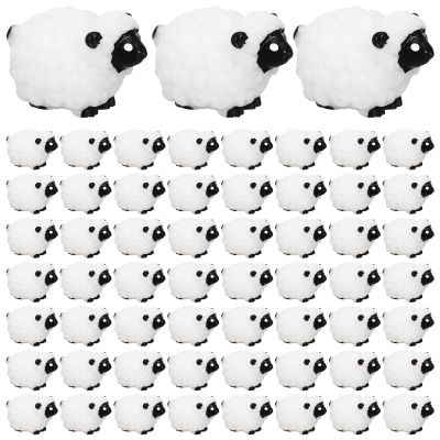 Guiqulai Mini Resin Sheep Figurines, Garden Decor, Ornaments, Black, 100-Piece Set