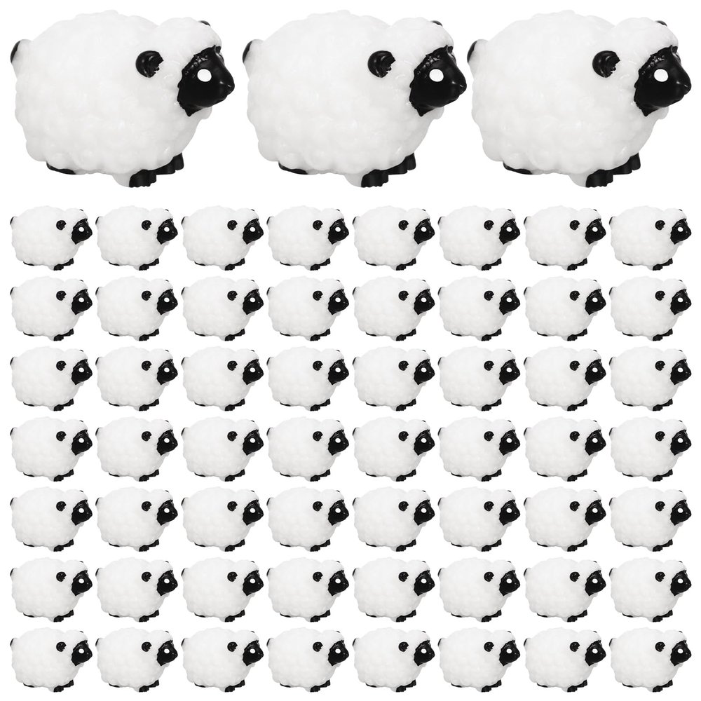 Guiqulai Mini Resin Sheep Figurines, Garden Decor, Ornaments, Black, 100-Piece Set