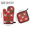 2-Piece Oven Mitt and Potholder Set, Red Christmas Design view 2