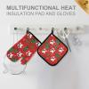 2-Piece Oven Mitt and Potholder Set, Red Christmas Design view 3