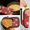 2-Piece Oven Mitt and Potholder Set, Red Christmas Design view 4