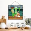 Green Initial W Snowman Wooden Wall Sign with Red Berries and Bells, 12 x 12 in view 3